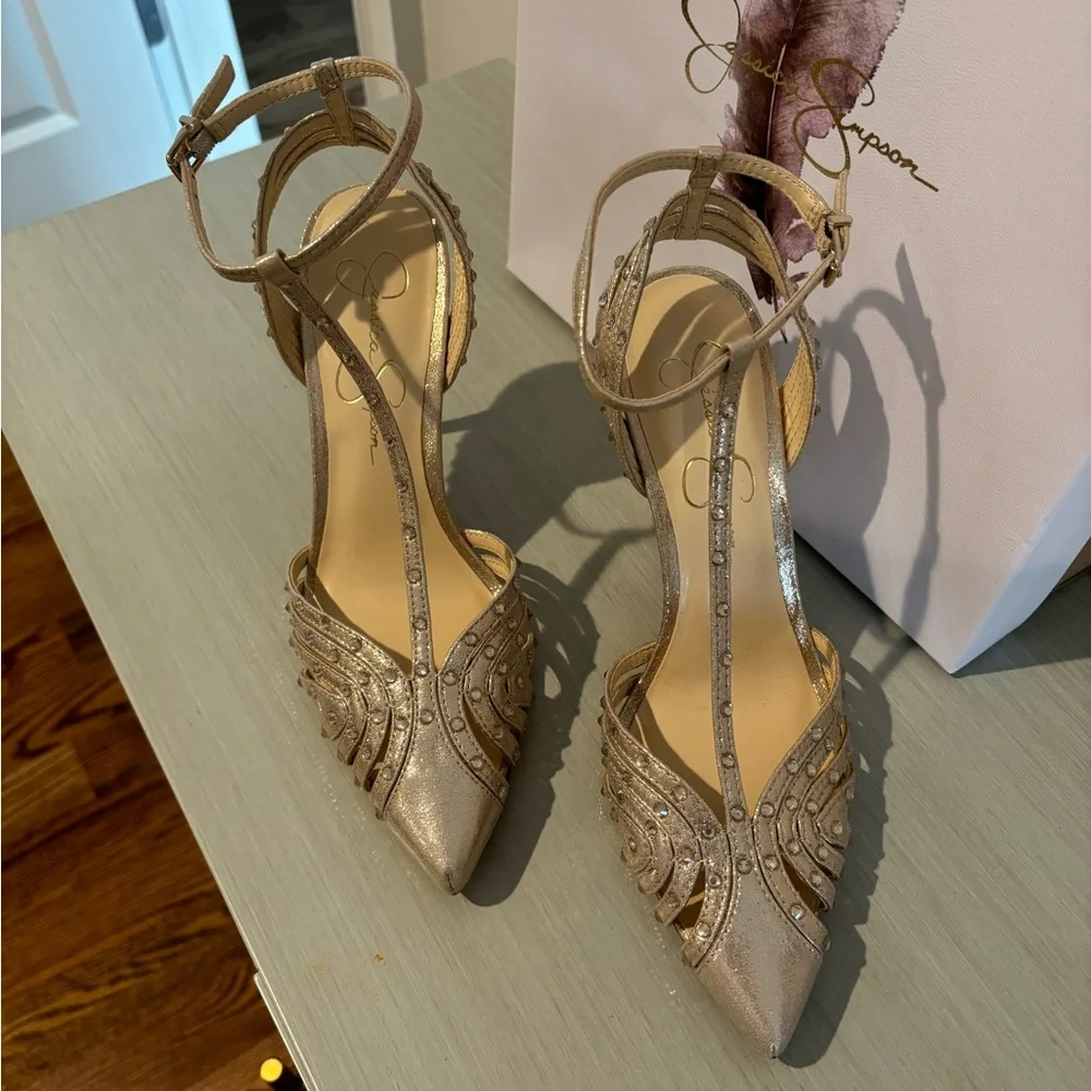 Jessica Simpson JS-WISATA2 shoes champagne shimmer size 8.5 - Picture 3 of 8